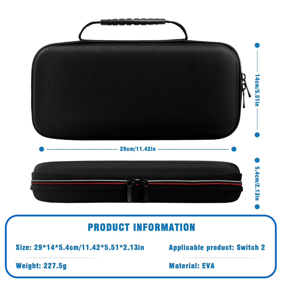VODOOL Tragetasche für Nintendo Switch 2 in Schwarz, stoßfeste Organizer-Tasche mit Reißverschluss für Konsole und Zubehör - Bild 5