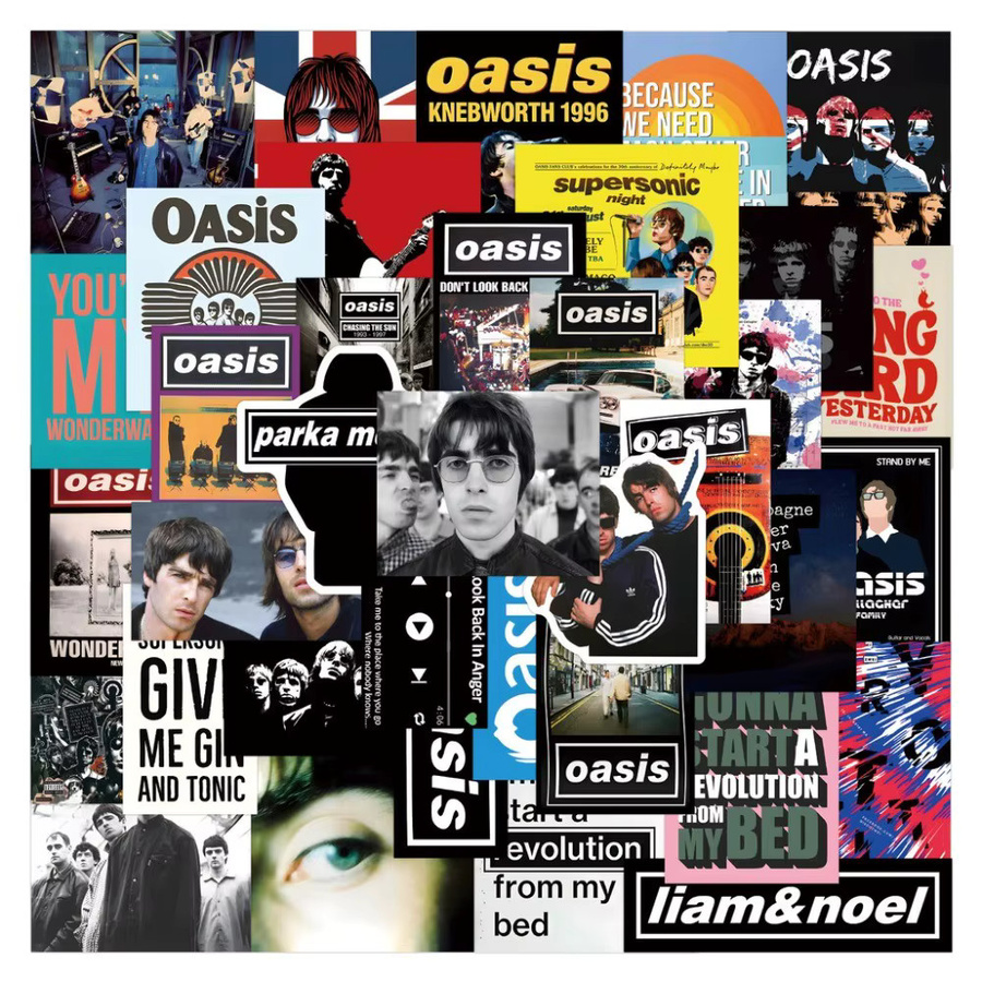 LanLanStickersWorld Oasis British Rock Band Poster-Aufkleber, 50 Stück, Multicolor - Bild 3