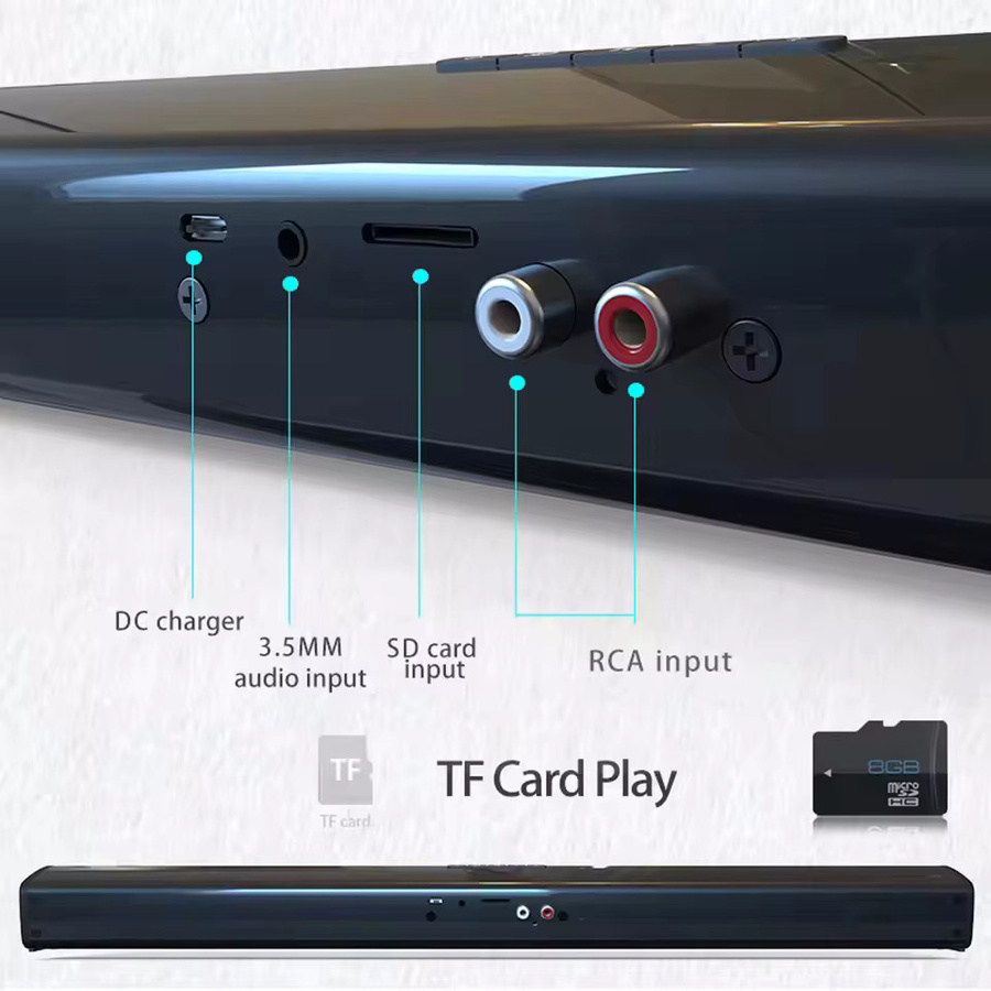 AyeBeau Bluetooth Soundbar mit drahtlosem Subwoofer und FM-Radio in Schwarz - Bild 4