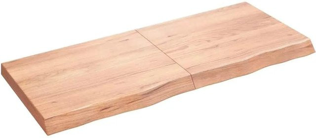 vidaXL Wandregal aus Massivholz Eiche in Hellbraun, rustikaler Stil, B: 120 cm, T: 50 cm, H: 2-6 cm - Bild 1