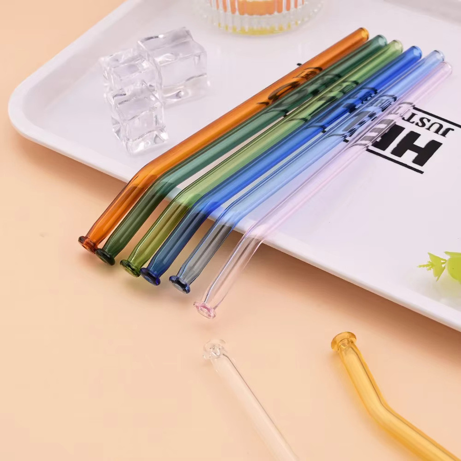 Uniturcky Trinkhalm-Set aus Borosilikatglas, 7-teilig, wiederverwendbar, transparent und multicolour, Höhe: 0,8 cm - Bild 2