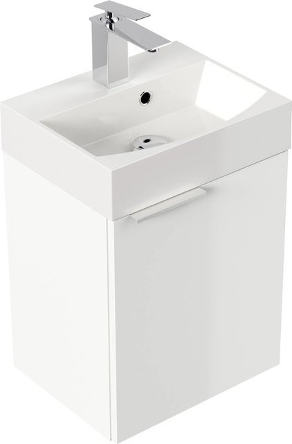 Posseik Badmöbel Cubi Slimline für Gäste-WC, Weiß Hochglanz, Breite: 40 cm - Bild 1