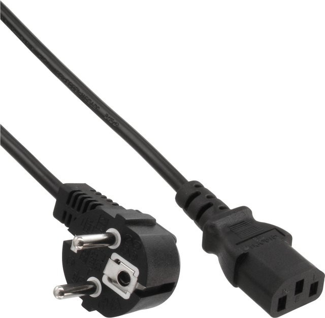InLine 25er Bulk-Pack Netzkabel Schwarz, Schutzkontakt gewinkelt auf Kaltgerätestecker C13, Länge: 3 m - Bild 1