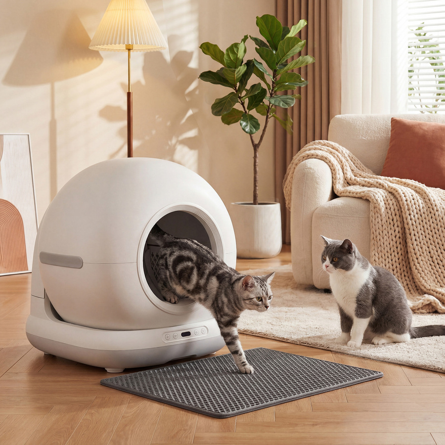 PawHut Selbstreinigende Katzentoilette XL 72L in Weiß mit HD-Kamera und App-Steuerung für Katzen von 1 bis 12 kg - Bild 2
