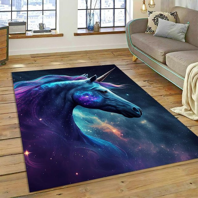 Karpetti Einhorn-Teppich für Kinder mit rutschfester Bodenmatte, bunt, B/T: 80 x 120 cm - Bild 1