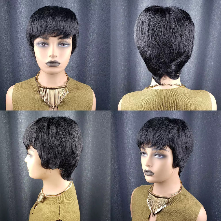 OYM HAIR Pixie-Perücke, Echthaar, mit Pony, Damen - Bild 2