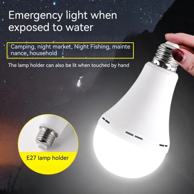 TLEDMP Notfall LED Glühbirne tragbare Energiesparende Akku Lampe in Weiß - Bild 1
