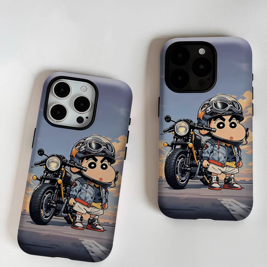 Robuste doppelschichtige Shin-chan & Motorrad Handyhülle mit Magnetfunktion für iPhone 17 16 15 14 13 Pro Max Plus, Multicolor - Bild 5