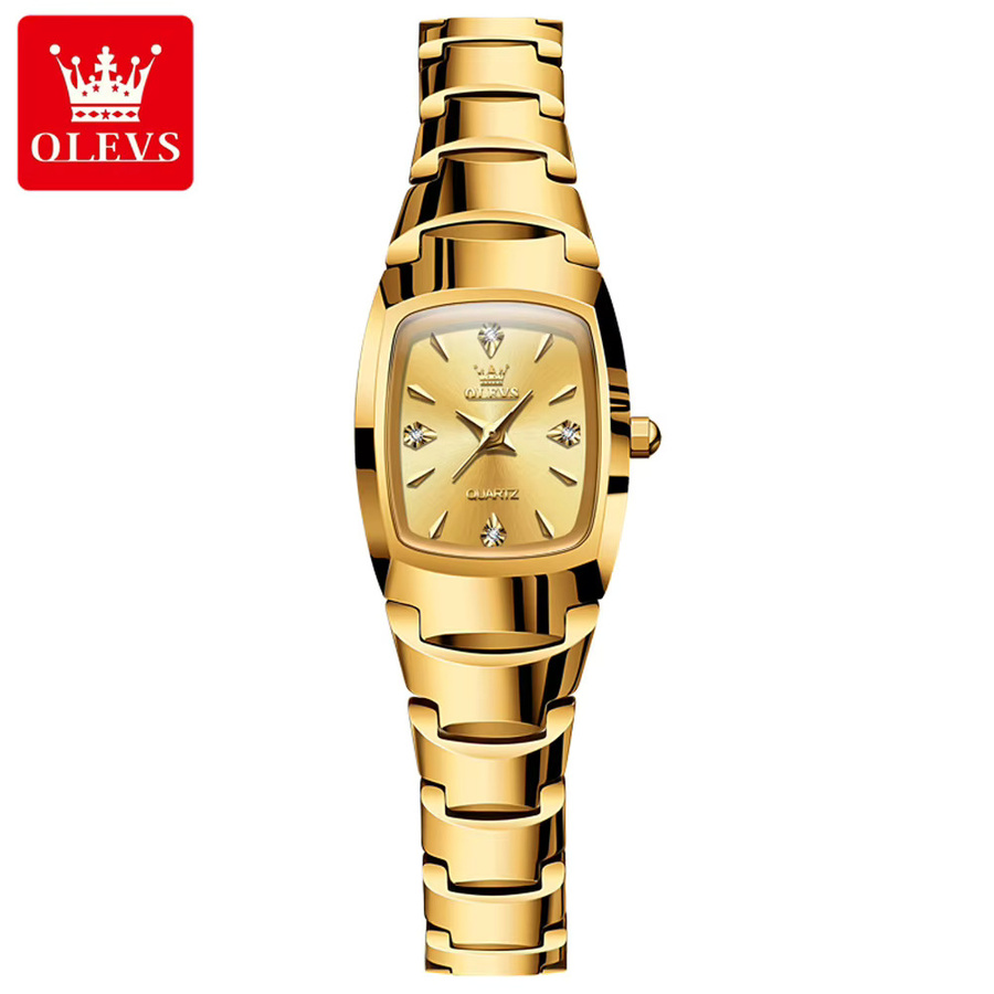 OLEVS Armbanduhr Edelstahl, Quarz, Tonneau, Roségold, Damen - Bild 4