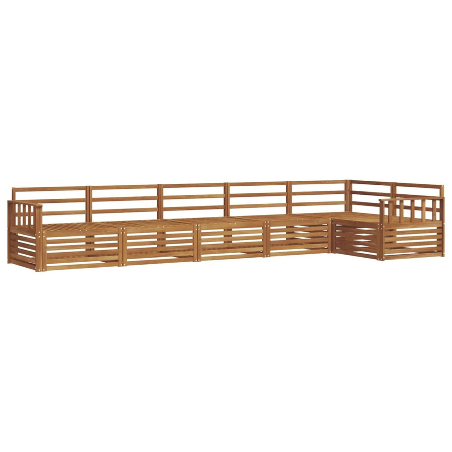 vidaXL Outdoor-Sofagarnitur 6-teilig aus Massivholz Akazie in Natur Braun, L-Form mit Armlehnen - Bild 2