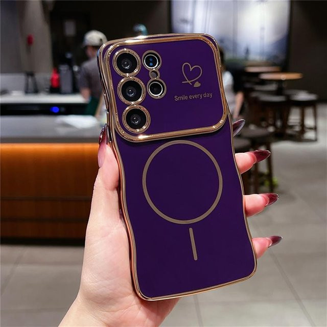 Glänzende Handyhülle mit großem Fenster für Samsung Galaxy S25 S24 S23 S22 Ultra Plus FE Edge A56 A55 A17 A16 A36 A35 in Lila - Bild 1