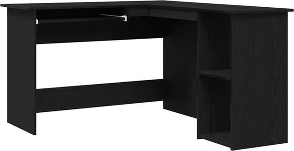 vidaXL Eck-Schreibtisch in Schwarz und Eichen-Optik, B/T/H: 120 x 140 x 75 cm
