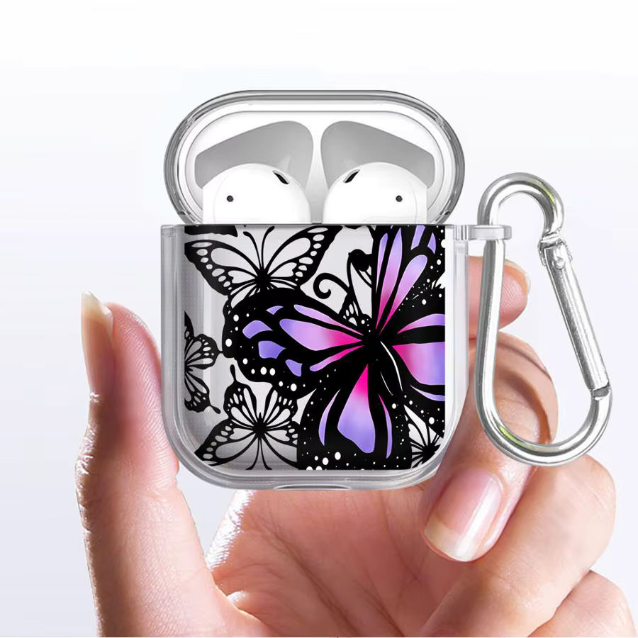 Transparente Kopfhörerhülle für Apple AirPods Pro 1, 2 und 3 mit Schmetterlings-Design - Bild 2