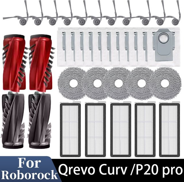 Roborock Zubehör-Set für Qrevo Curv und P20 Pro mit Staubbeuteln, Mopps, Seitenbürsten und HEPA-Filtern in Multicolour - Bild 1