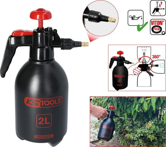 KS Tools Druck-Zerstäuber aus Kunststoff, Schwarz, 2 l - Bild 2