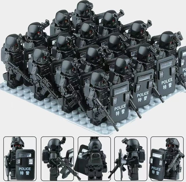 Interesting toys Spezialeinheiten Militärbausteine Riot Police Mini-Humanoide Puppe Wachturm Szene, Humanoide Puppe - Bild 1
