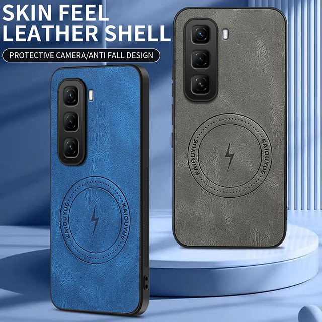 Luxus Leder Schutzhülle mit Magnetischer MagSafe Funktion für Infinix Note 60 Pro Plus und Note 60i in Blau - Bild 1