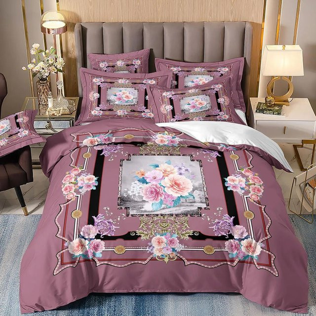 Luxus-Bettwäsche-Set Binchi Fitness mit 3D-Druck und Kissenbezügen in Pink, Material Polyester, B/H: 264 x 229 cm - Bild 1