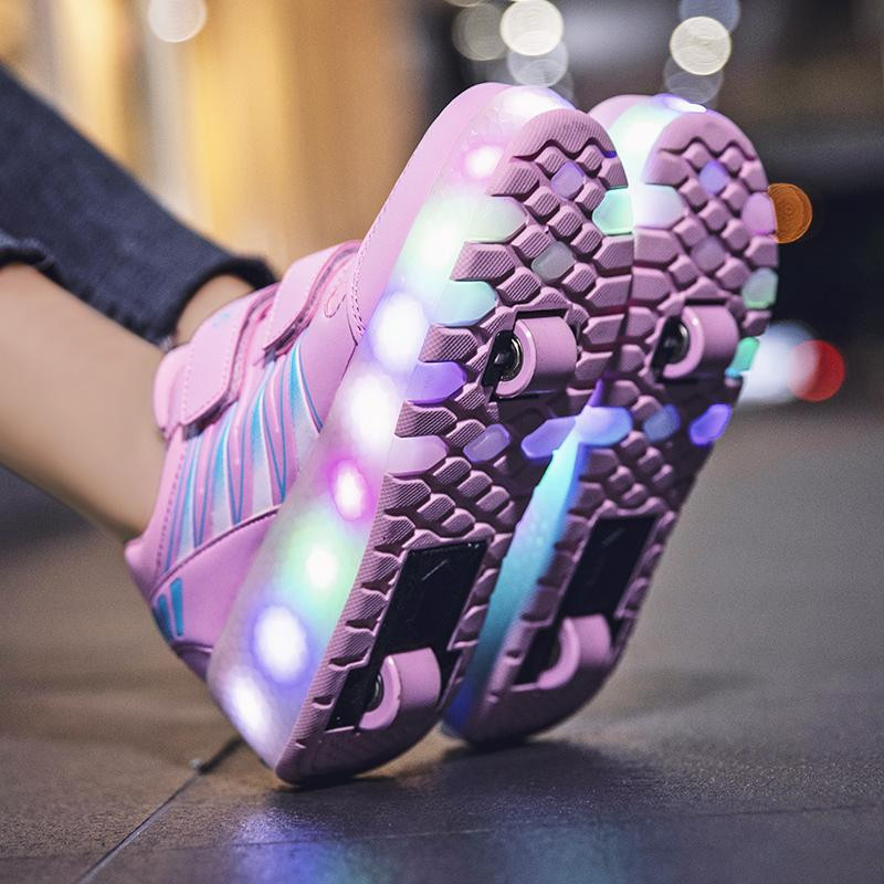 Molly Show Wiederaufladbare Doppelrollschuhe mit LED-Beleuchtung rosa - Bild 5