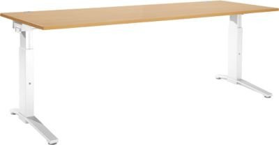 Schäfer Shop Genius ERGOSTYLE S Schreibtisch manuell höhenverstellbar Rechteck C-Fuß Buche/weiß B/T/H: 200 x 80 x 67,5-89,5 cm - Bild 1