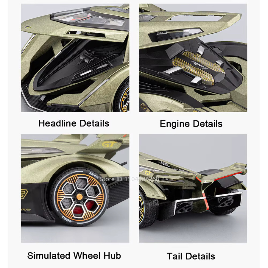 RMZ city V12 SVJ63 Super Car Modell, Maßstab 1:24, Metalldruckguss, mit Licht und Sound - Bild 2