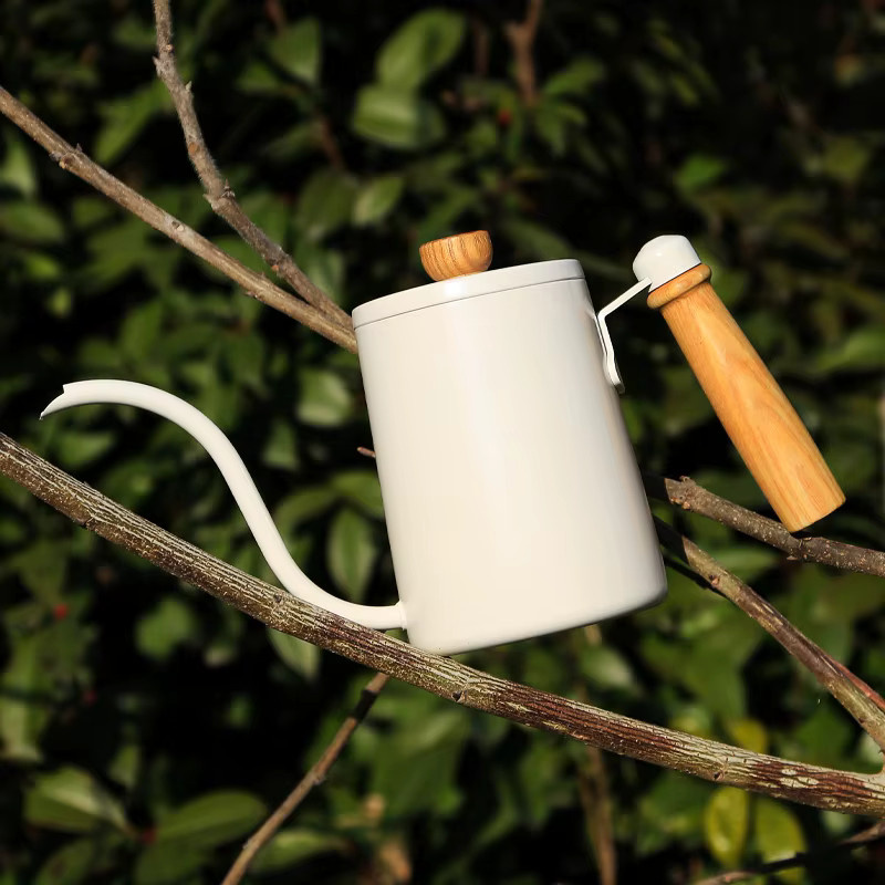 EAKOERS Kaffeekessel aus Edelstahl mit Schwanenhals und Holzgriff in Silber und Weiß - Bild 4