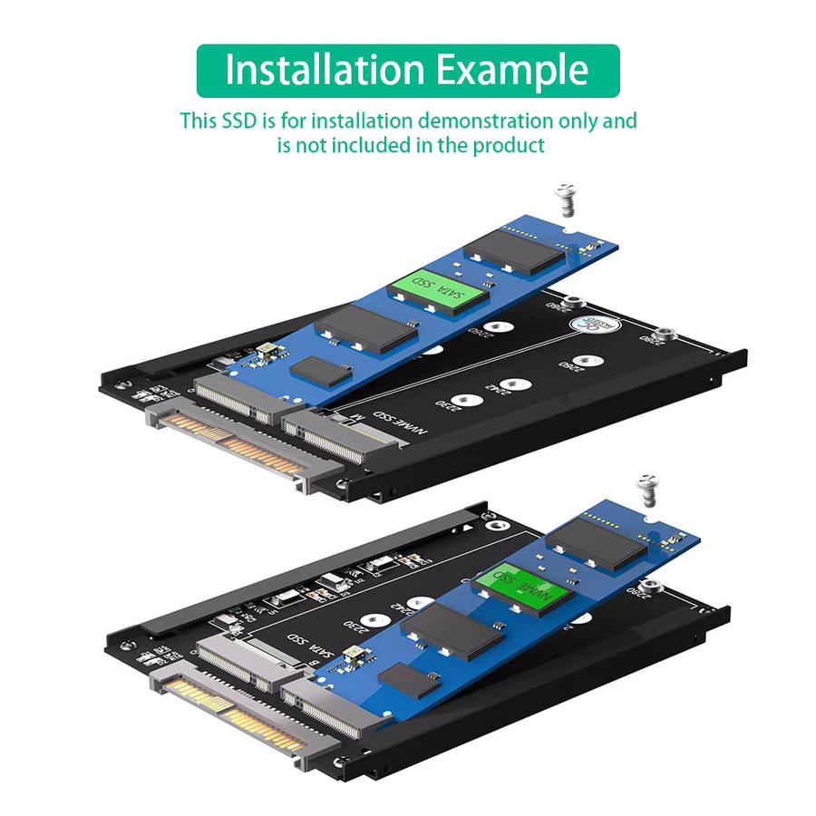 T.F.SKYWINDINTL 2 in 1 Adapter von M.2 NVMe SSD und B-Key/B&M-Key SSD zu SFF-8639 U.2 mit Halterung für MSATA SSD als 7mm 2.5 Zoll SATA Laufwerk in Schwarz und Orange - Bild 4