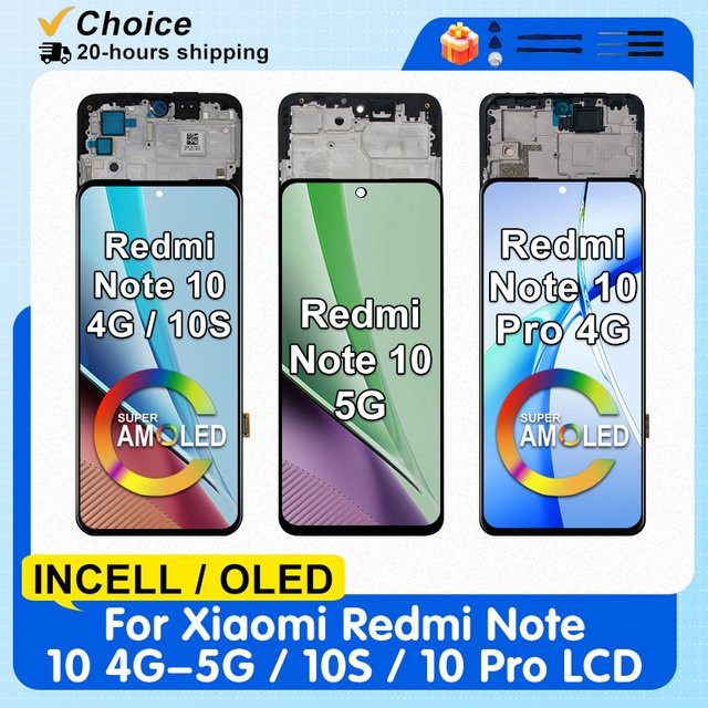 Xiaomi Ersatzdisplay AMOLED Touchscreen Digitizer in Schwarz für Redmi Note 10 4G 5G, Note 10S und Note 10 Pro M2101K7AI M2101K6G - Bild 1