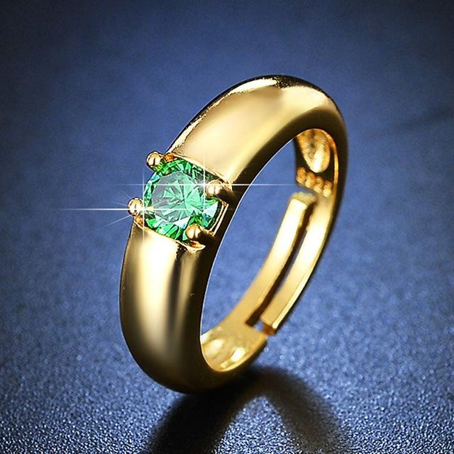 Lucky Star Jewelry Ring, Kupfer, Gold, Smaragd, Zirkonia, Damen - Bild 1