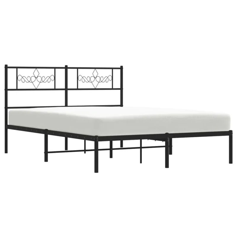 Vidaxl Metall-Bettgestell mit Kopfteil in Schwarz, B/T/H: 140 x 190 cm - Bild 2