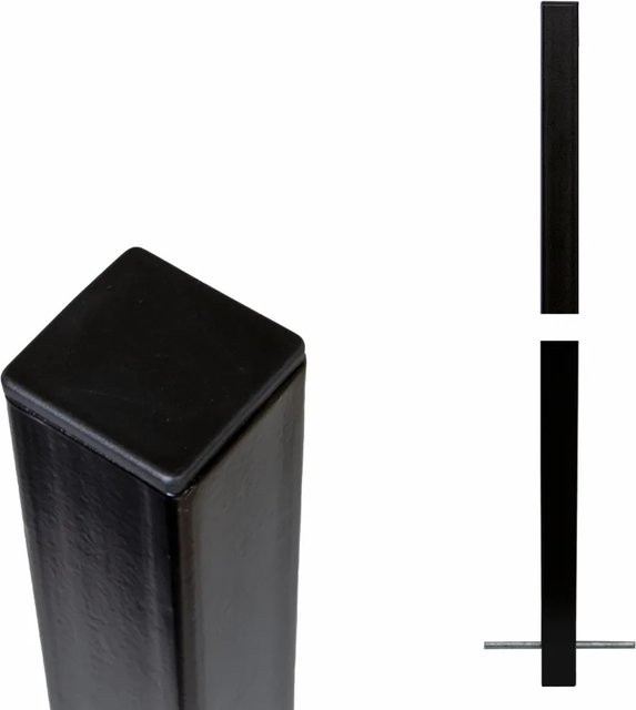 Zaunpfosten Plus aus Stahl in Schwarz, quadratisch, B/T/H: 4,5 x 4,5 x 186 cm - Bild 1