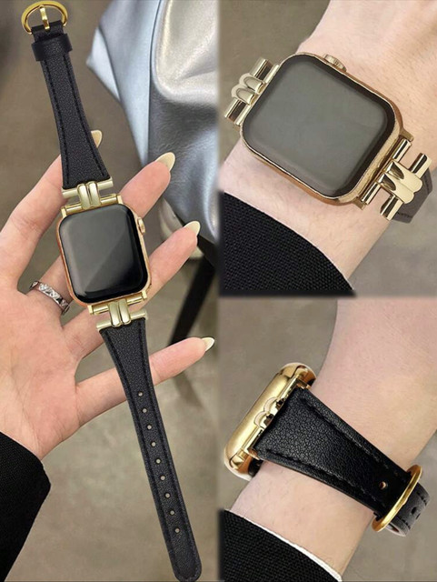 iwujiao Uhrenarmband Leder, Gold, Damen, für Apple Watch - Bild 1