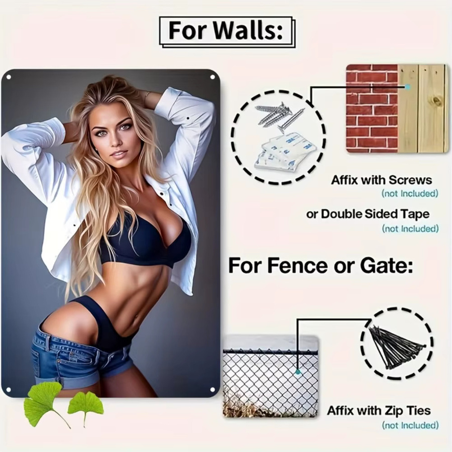 HELLOYOUNG Vintage Aluminium Wandkunstschild Schicke Frau in der Bikinizone Wandbild für Zuhause und Bar - Bild 5