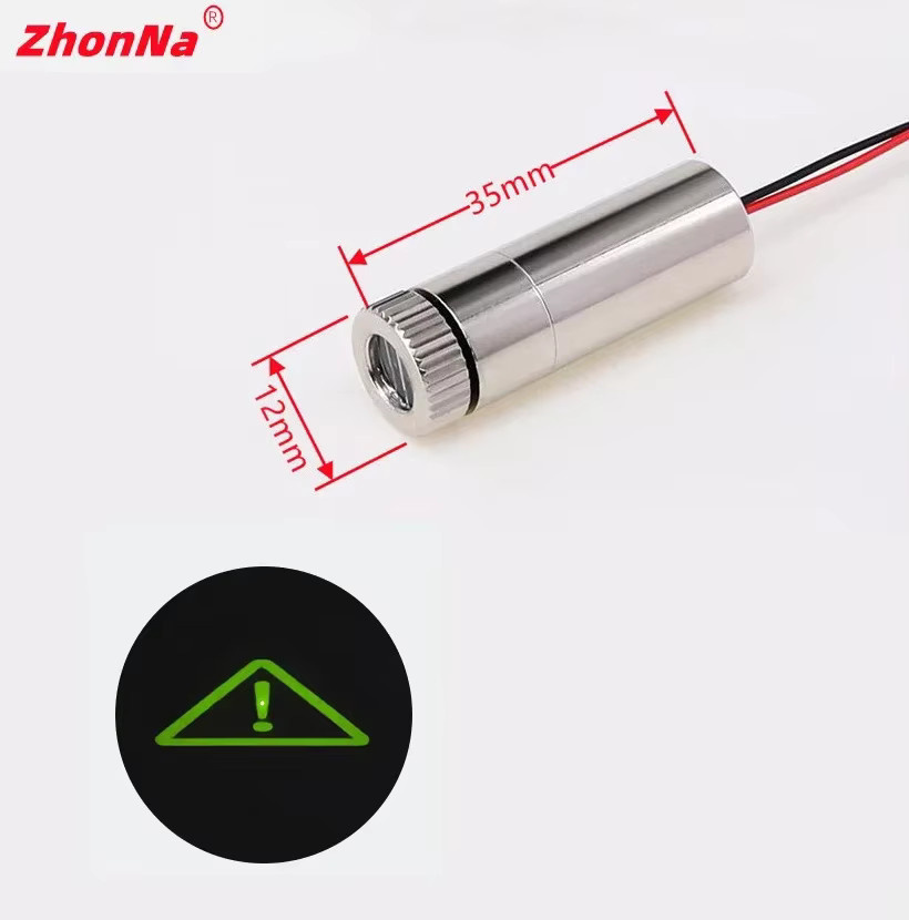 Green Point Lasermodul mit fokussierbarer Kreuzlinie, 532 nm, 5 mW, Glaslinse, Farbe: Silber/Grün, DC 3 V–5 V - Bild 3