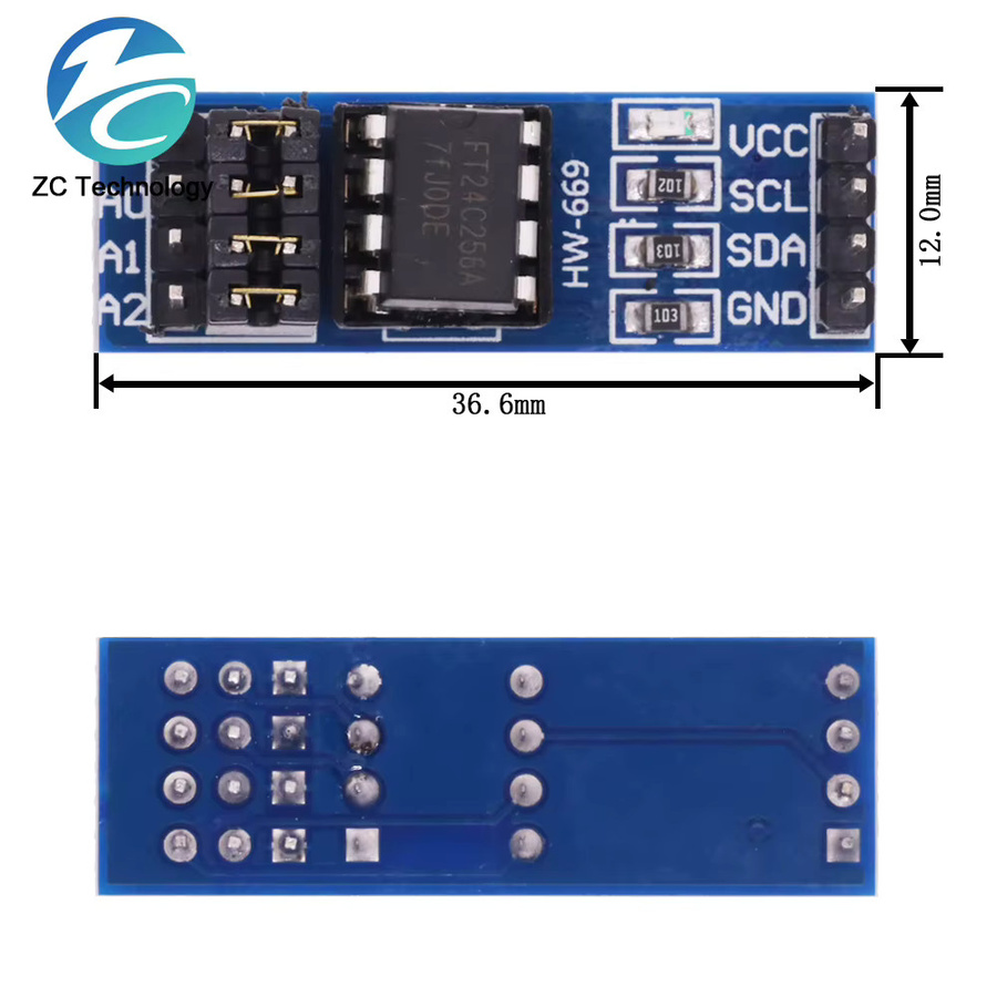 AT24C256 I2C EEPROM Speicher Modul mit 8-Pin Chip und Indikator in Blau - Bild 3