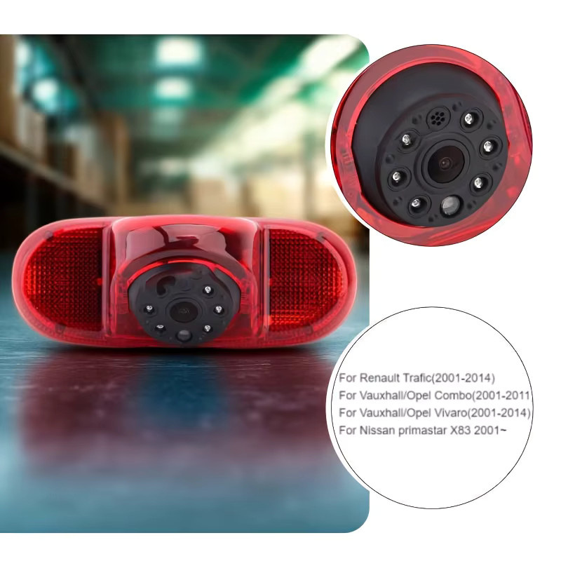 QueenDer Rückfahrkamera mit Nachtsicht und Weitwinkel für Renault Trafic 2001–2014, Opel Combo 2001–2011 und Vivara 2001–2014, Rot - Bild 4