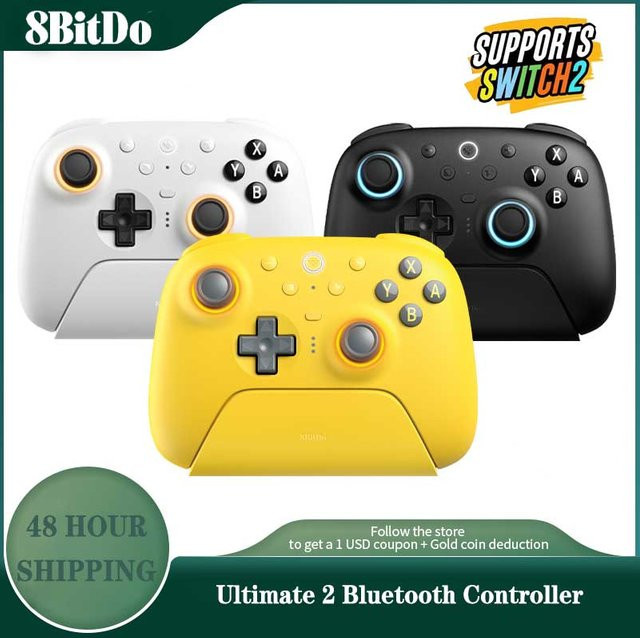 8BitDo Ultimate 2 Bluetooth Gamepad Controller mit TMR-Joysticks und Hall-Effekt-Trigger in Schwarz für Nintendo Switch und PC - Bild 1