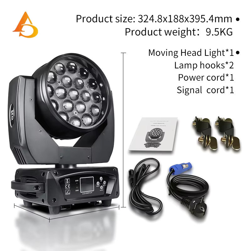 LED DMX Moving Head Beam mit 19x15W RGBW Zoom und Flightcase in Schwarz - Bild 3