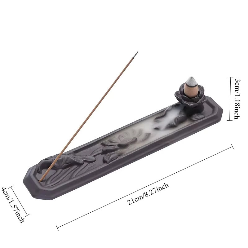 MINIDEAL Rückfluss Weihrauchbrenner Lotus aus Keramik in Lila als Desktop-Ornament - Bild 3