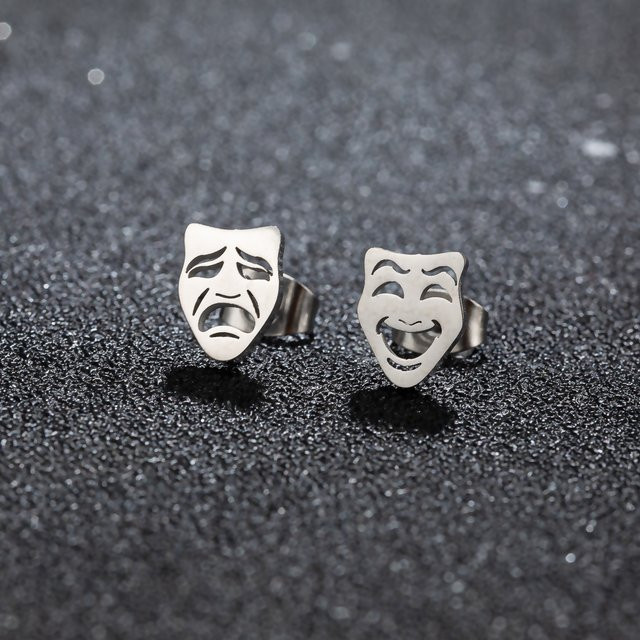 SMJEL Ohrstecker Masken, Edelstahl, Silber, Unisex - Bild 1