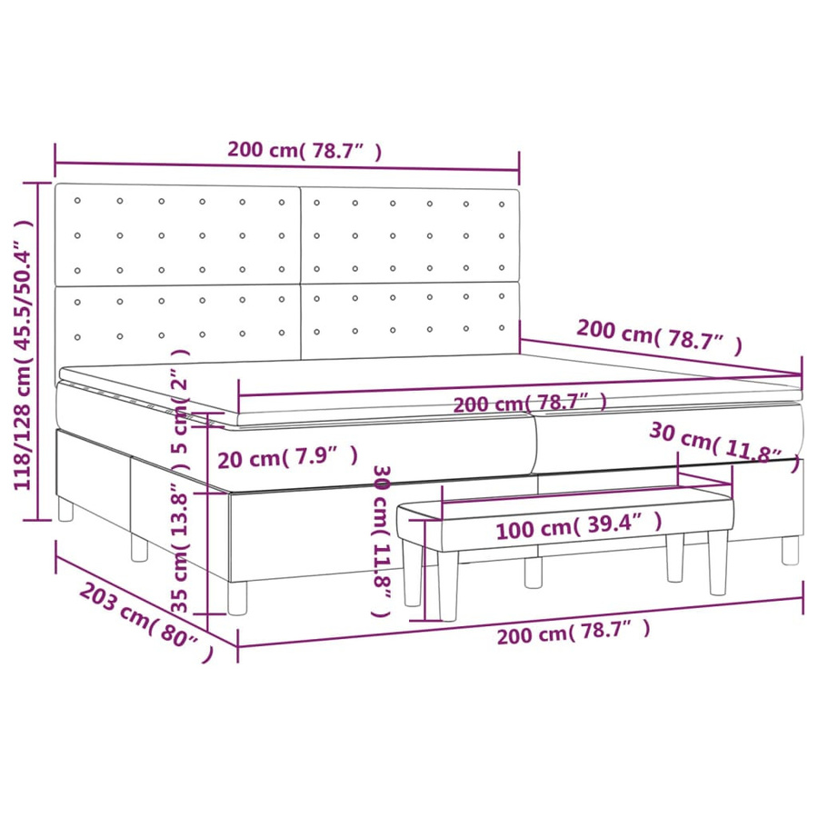 vidaXL Boxspringbett mit Matratze Hybrid-Design in Taupe, B/T: 200 x 200 cm - Bild 3