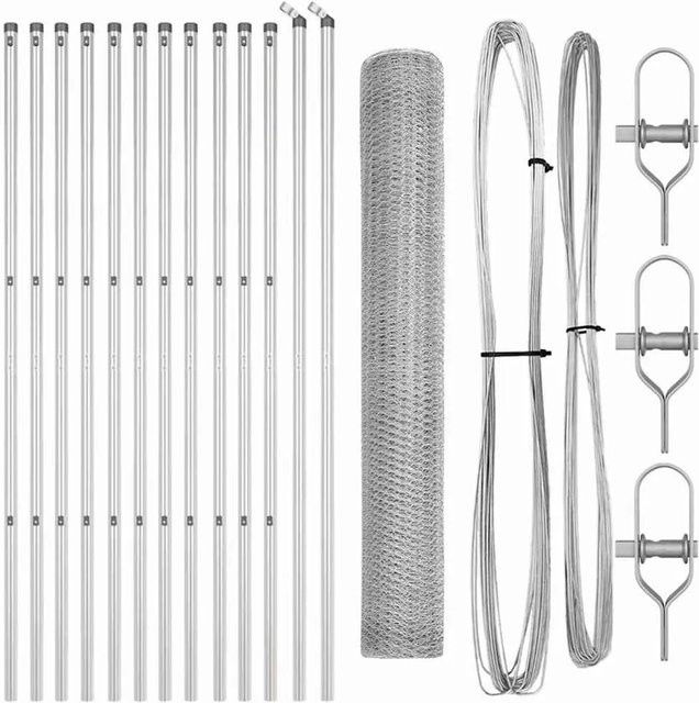 vidaXL Zaun mit Pfosten aus PVC-beschichtetem Stahl in Silber, 1 x 25 m - Bild 1