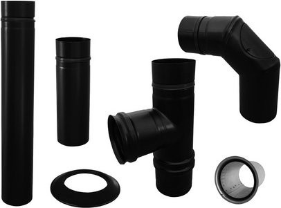 FIREFIX Anschluss-Set für Pelletofenrohr aus Edelstahl, Durchmesser: 8 cm, Schwarz - Bild 1