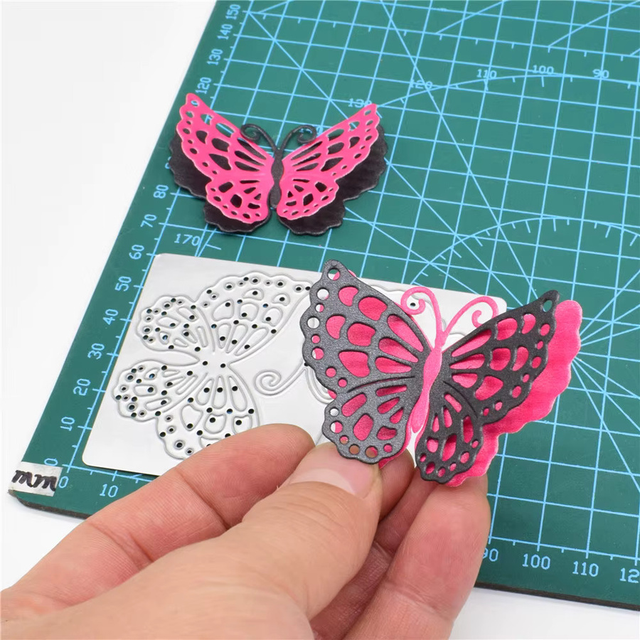 Doppelschichtige Schmetterlings-Metall-Stanzform in Silber für Scrapbooking und Geschenkkarten - Bild 3
