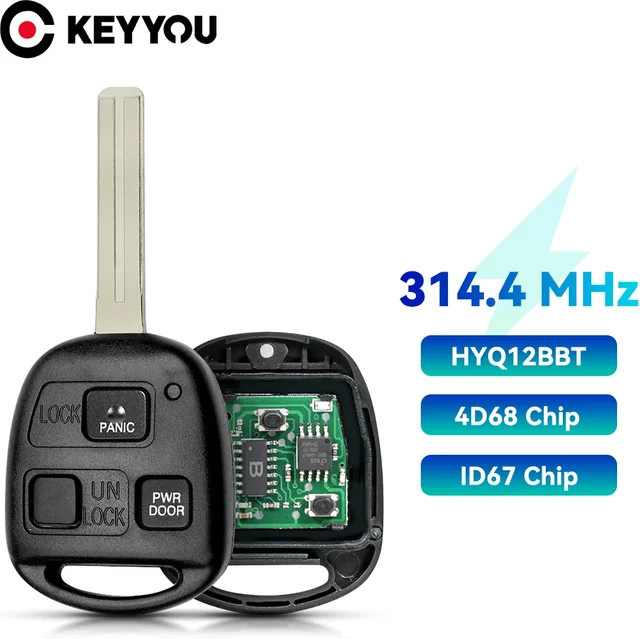 KEYYOU Auto Schlüssel 314,4 MHz 4D67/68 Chip TOY40 für Lexus RX330 RX350 RX400H LS430 ES330 SC430, Farbe: Schwarz - Bild 1