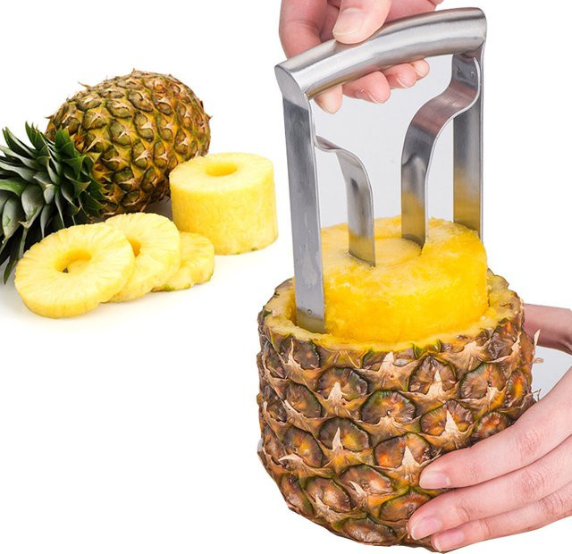 Edelstahl Ananas Schäler in Silber zur Entfernung von Haut und Kernen für deine Küche - Bild 1