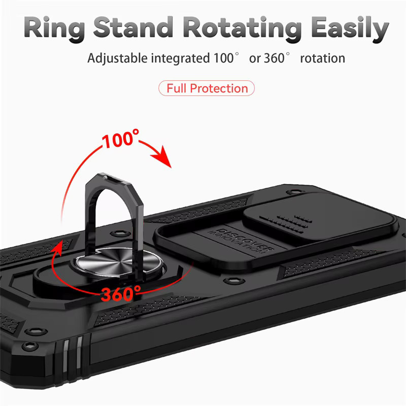 Stoßfeste Magnet-Schutzhülle für Xiaomi POCO X3 Pro und POCO X3 NFC mit Kameraobjektiv-Schutz und Ringhalter in Schwarz - Bild 5