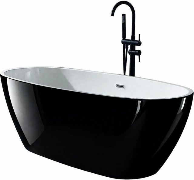 Freistehende Badewanne Sanotechnik Manhattan in Schwarz, oval aus Acryl, B/T/H: 170 x 60 x 19 cm - Bild 1