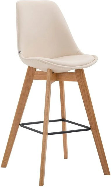 DELUKE Barhocker GIKAR Barstuhl mit Lehne aus Kunstleder in Creme, B/T/H: 48 x 56 x 112 cm - Bild 1
