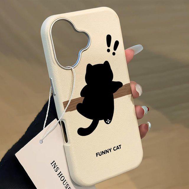 Stoßfeste iPhone Schutzhülle mit niedlicher schwarzer Katze in Schwarz - Bild 1